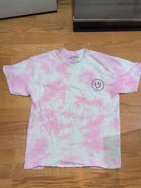 Chemistry Pink and White Tie-Dye Short Sleeve Tee Sz L Unisex